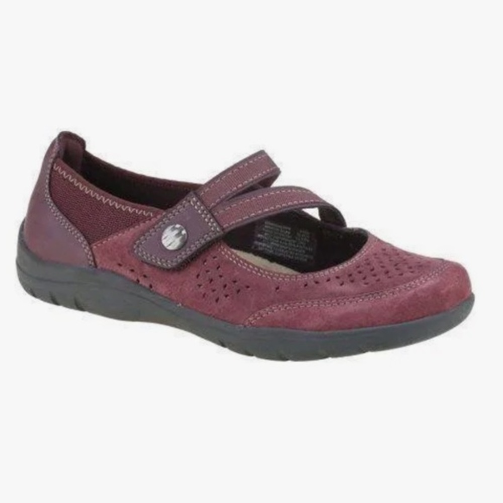 Earth Spirit Maroon Double Strap Flats